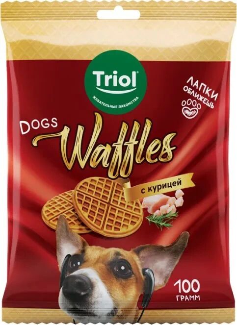 Triol Waffles Бельгийские вафли для собак с курицей 100г